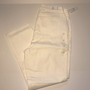 All white distressed denim jeans